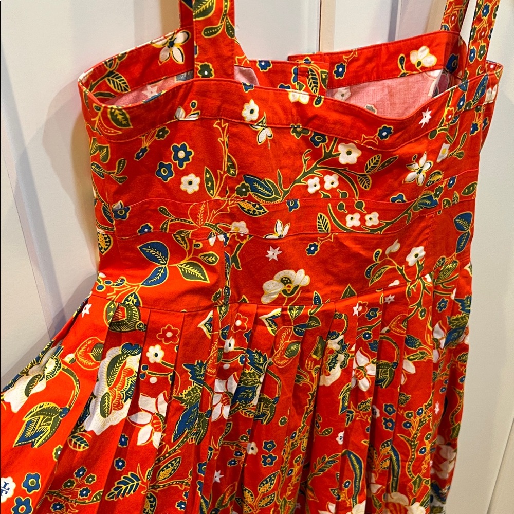 Tory Burch Orange Floral Pleated Fernanda Dress Clemson Syracuse - Picture 5 of 7